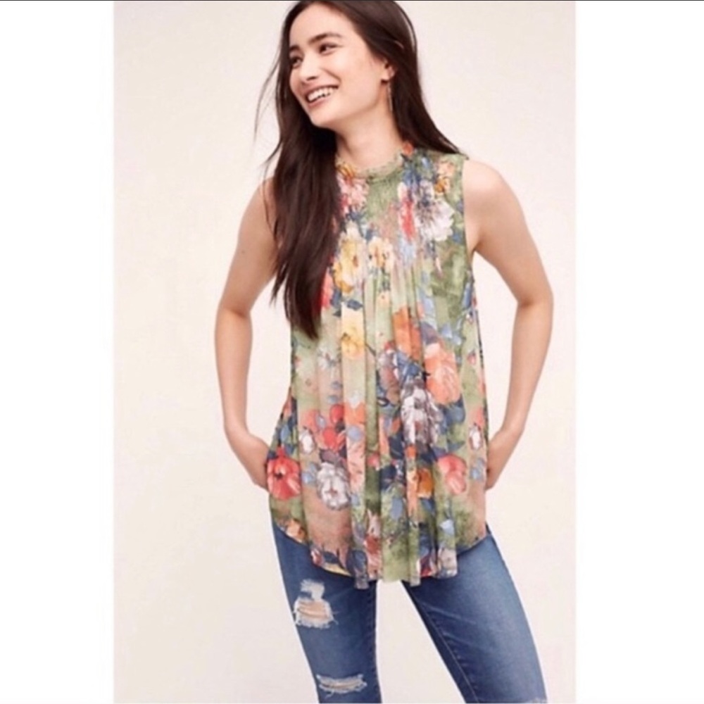 Anthropologie Deletta Floral swing tank